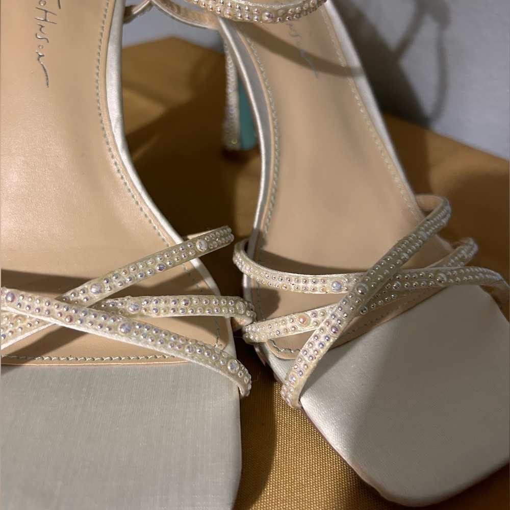 Betsey Johnson Strappy Gold Heels • Size 7.5 (true to size) - Picture 2 of 15
